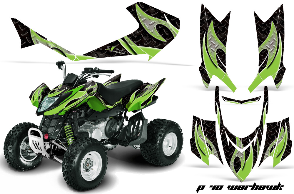 Arctic Cat DVX Graphics TRIBAL FLAMES GREEN BLACKBG